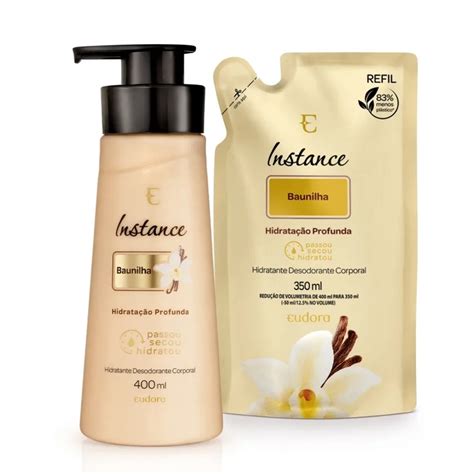 Instance Baunilha Hidratante Desodorante Corporal 400ml Refil 350ml