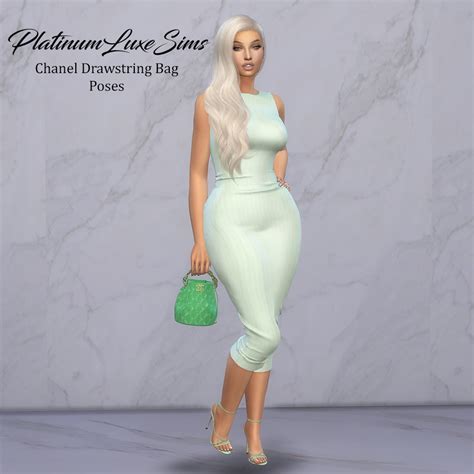 PlatinumLuxeSims Chanel Drawstring Bag Pose Pack 6 New Poses To