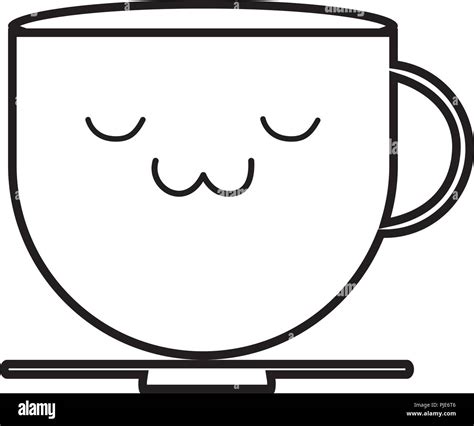 Kawaii Coffee Mug Icon Over White Background Vector Illustration Stock