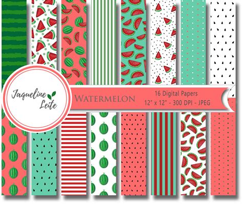 Watermelon Digital Papersmelanciaanguriascrapbooking Etsy Ireland Scrapbook Materials