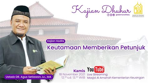 Tolong Menolong Dalam Kebaikan Ustadz Dr Agus Setiawan Lc MA YouTube