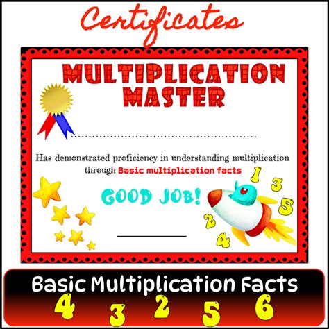 Multiplication Master Certificates Math Multiplication Awards Made