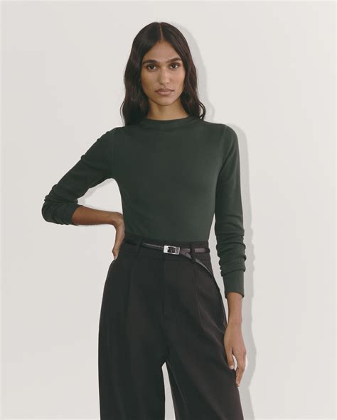 The Luxe Rib Funnel Neck Tee Scarab Everlane