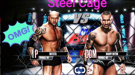 Batista VS Randy Orton Cage Match Steel Cage WWE 2k15 Game YouTube