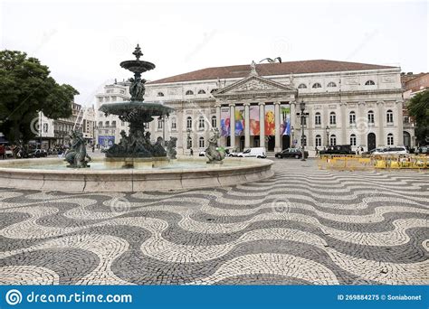 The Rossio Square In Lisbon On A Cloudy Day Editorial Image Image Of