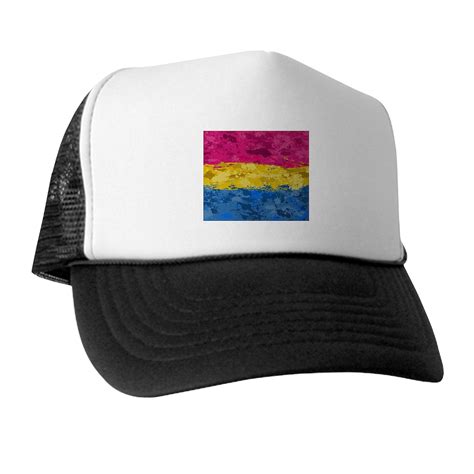 Cafepress Abstract Paint Splatter Pansexual Pride Flag Trucker Hat Polyester Foam Front