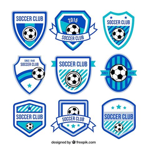 Premium Vector Blue Soccer Badges