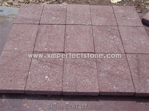 Red Porphyry Granite Paver Flamed Red Granite Cubes Dayang Red Granite