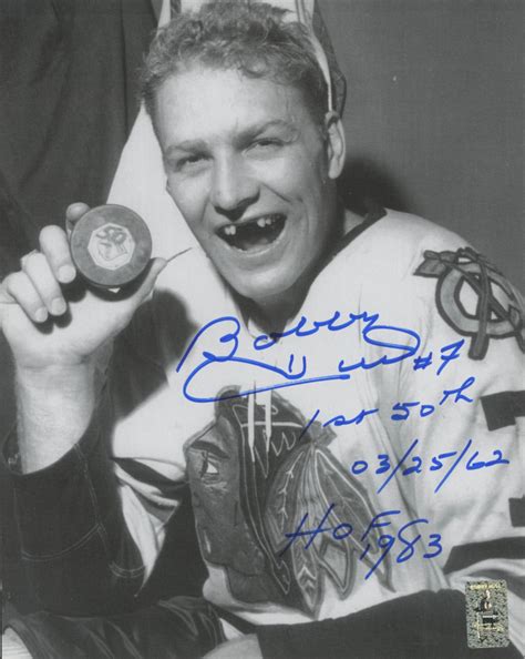 Bobby Hull Signed Blackhawks 8x10 Photo Inscribed 1st 50th 03 25 62