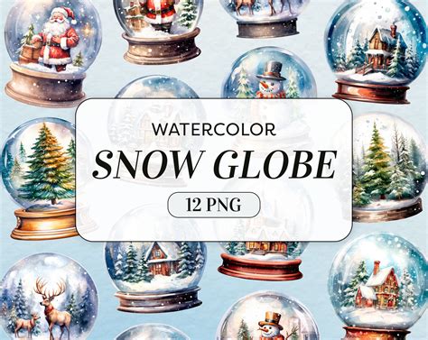 Watercolor Snow Globe Clipart Snow Globe PNG Commercial Use Christmas ...