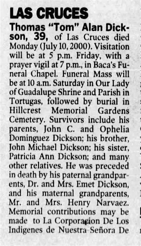 Thomas Alan Dickson Obituary Part 1 ™