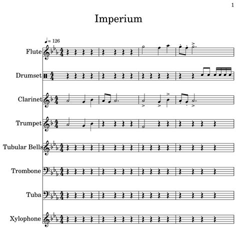 Imperium Sheet Music For Flute Clarinet Trumpet Tubular Bells