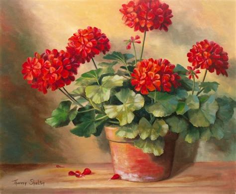 The Red Geranium Geraniums Painting Red Geraniums