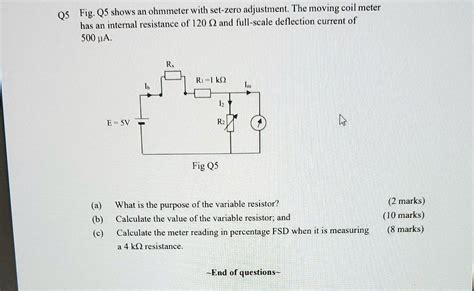 Solved Q Fig Q Shows An Ohmmeter With Set Zero Adjustment The