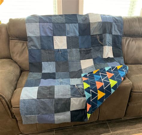 Denim Quilt Crib Size Lap Quilt Upcycled Blue Jean Etsy