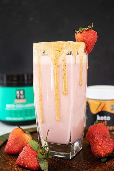 Strawberry Collagen Protein Shake Perfect Keto Recipe Smoothie