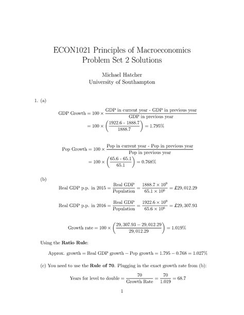 Econ Problem Set Solutions Econ Principles Of