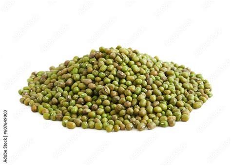 Green Mung Bean Vigna Radiata Isolated On White Background Pile Of