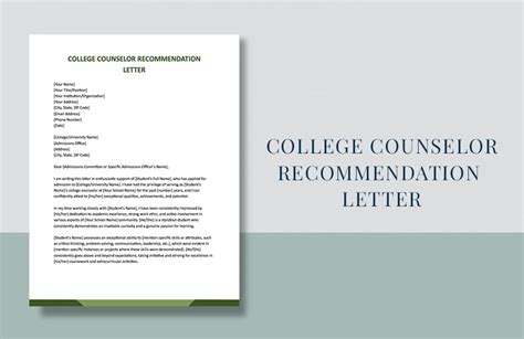 College Counselor Recommendation Letter In Word Google Docs Pages