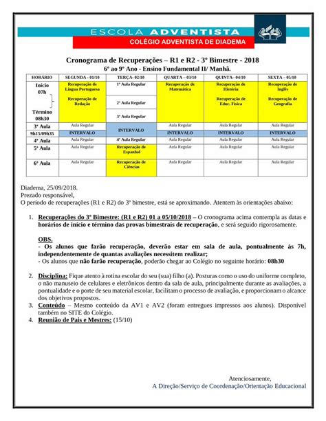 Pdf Cronograma De Recupera Es R E R Bimestre Images