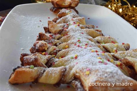 Árbol de navidad con hojaldre y crema de cacao Cocinera y Madre