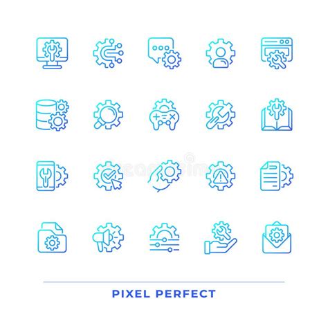 Setup And Settings Pixel Perfect Gradient Linear Vector Icons Set Stock