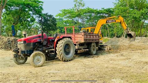 Jcb Dx Loading Mahindra Tractor Stuck In Mud Sonalika Tractor