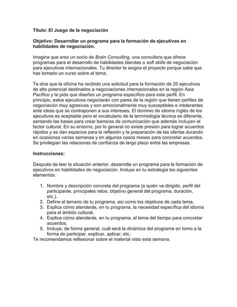 El Juego De La Negociacion Docx