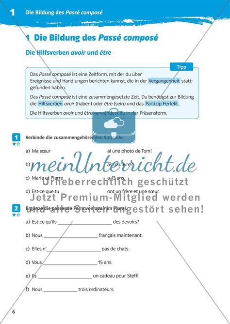 Die Bildung Des Passé Composé Die Hilfsverben Avoir Und être Meinunterricht