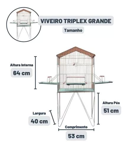 Viveiro Triplex Calopsita Aves Mansas Papagaio Grande Gaiola R Em