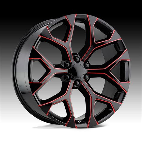 Performance Replicas Wheels Pr Gloss Black Red Milled Rim Wheel