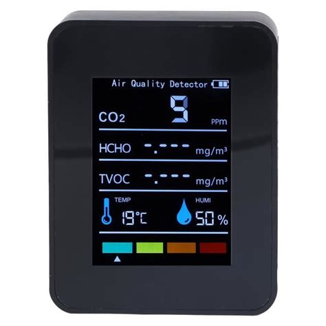 Moniteur de qualité de l air MOTHINESSTO Détecteur de CO2 noir LCD