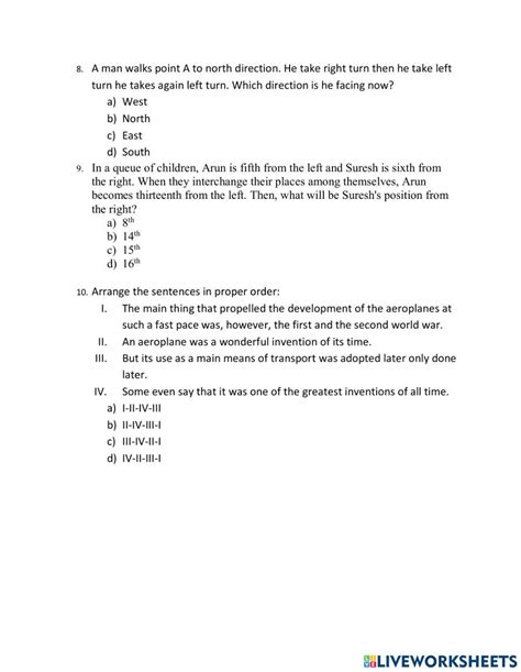 Worksheet Logical Reasoning Online Exercise For Live Worksheets