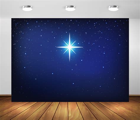 Buy BELECO 7x5ft Fabric Star Night Backdrop Holy Christmas Star Blue Starry Sky Background ...