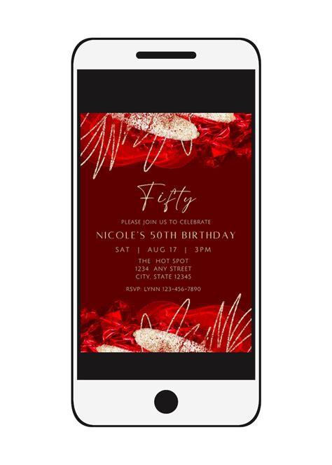 Editable Red And Gold Invitation Birthday Invitation Etsy