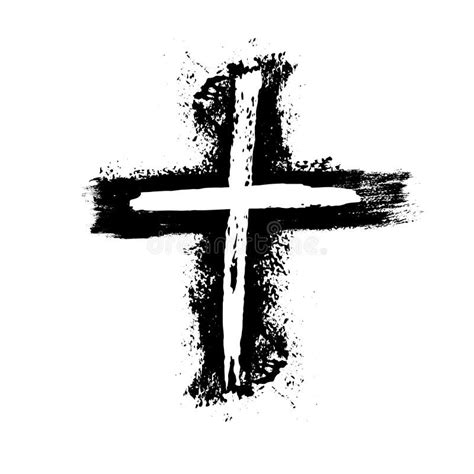 Hand Drawn Black Grunge Cross Icon Simple Christian Cross Sign Hand