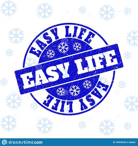 Easy Life Scratched Round Stamp Seal For Xmas Stock Vector