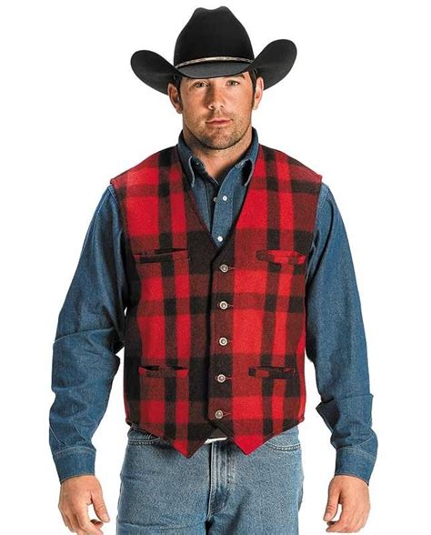 Schaefer Men S Red Black Buffalo Plaid Garrison Vest Buffalo Plaid