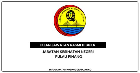 Permohonan Jawatan Kosong Jabatan Kesihatan Negeri Pulau Pinang