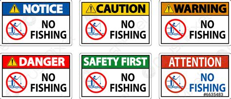 Water Safety Sign Attention No Fishing Stock Vector Crushpixel