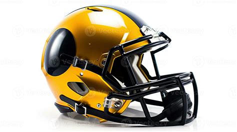 A yellow black American football helmet isolated on white background ...