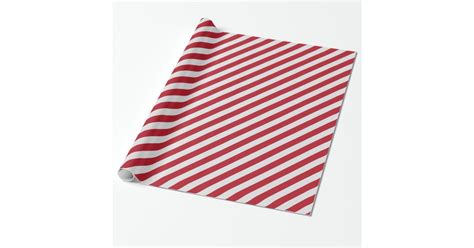 Red And White Diagonal Stripe Wrapping Paper Zazzle