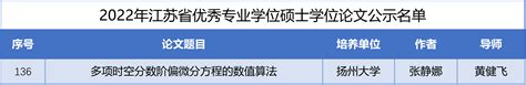 我院研究生学位论文获评2022年江苏省优秀硕士学位论文 数学科学学院