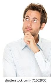 Homem Pensante Isolado No Fundo Branco Foto Stock Shutterstock