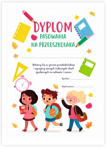 Dyplom Pasowania Na Przedszkolaka Wz R A Ponpon Toys