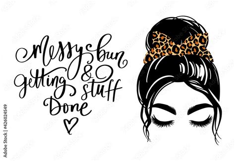 Messy Hair Bun Vector Woman Silhouette Beautiful Girl Drawing