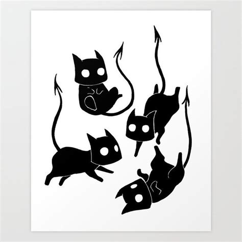 Demon Cats Art Print By Behemotsdoodles Cat Art Art Drawings