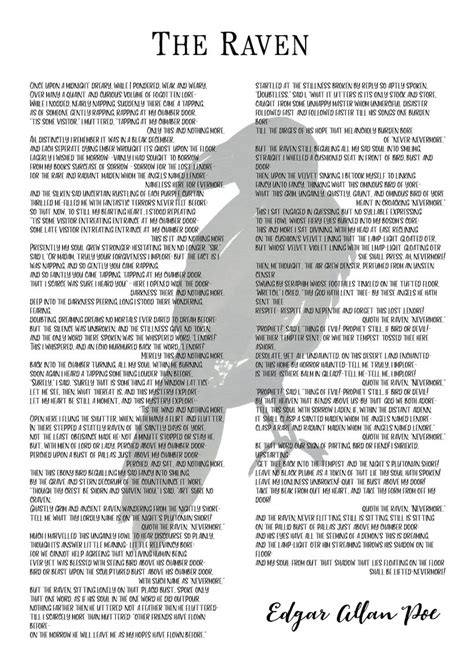 The Raven Printable Poem