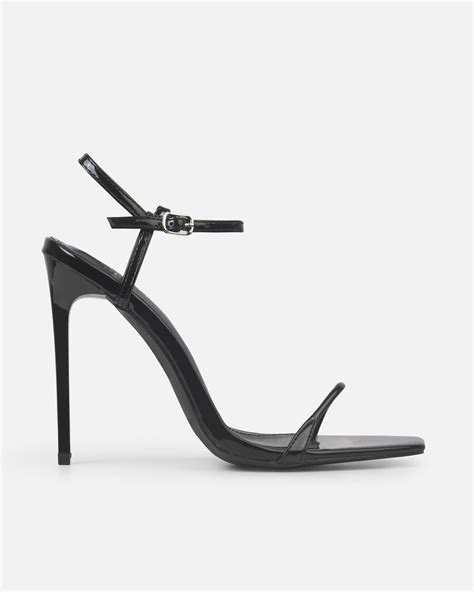 Nolan Black Strappy Square Toe Stiletto Heels Simmi London