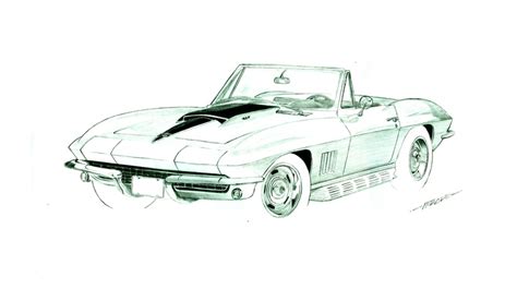 Sketch Tribute To The 67 427 Corvette Roadster Car Art Corvette